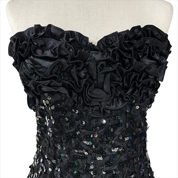 JESSICA MCCLINTOCK GUNNE SAX Vtg Y2K Strapless Sequin Cocktail Mini Dress Size 6 - Picture 2 of 9